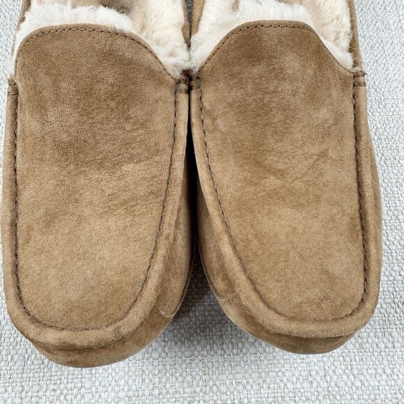 UGG Ascot Slippers Men\'s Tan Suede Leather Sheepskin Lined Moccasin Shoes main image 8